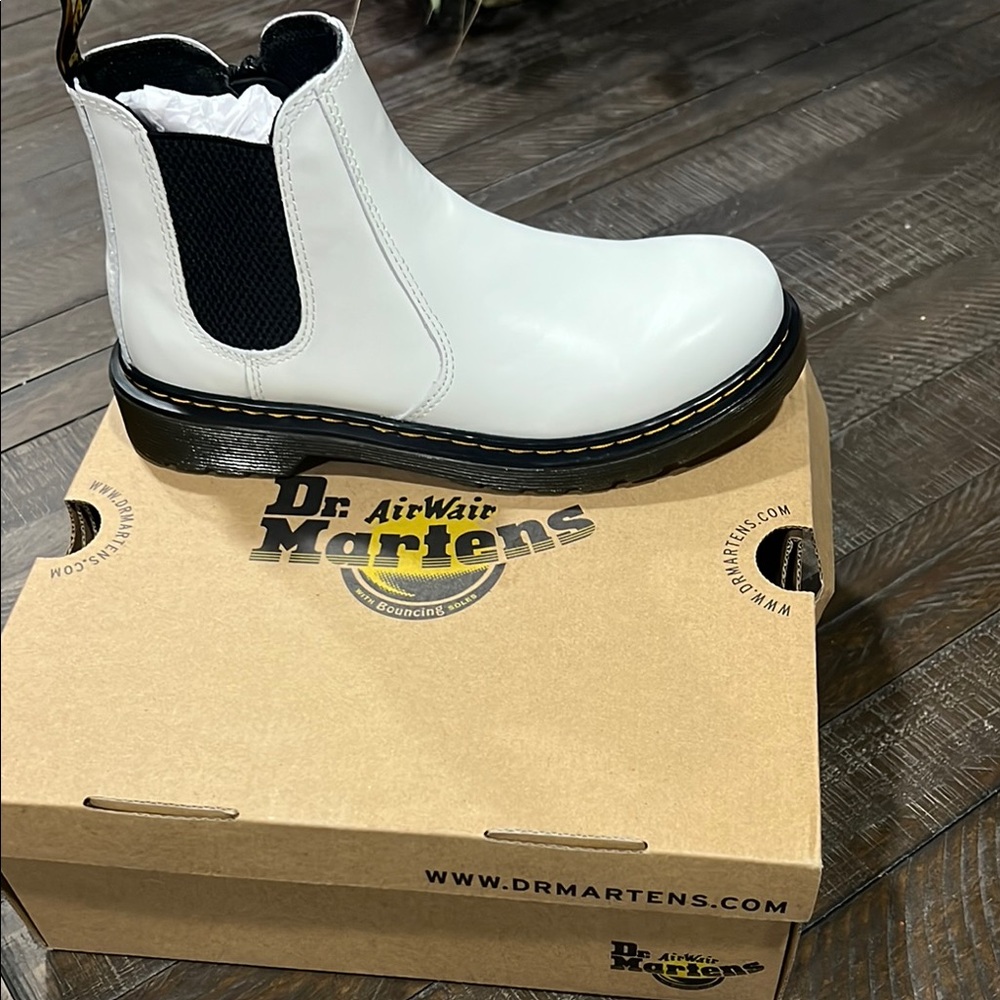 Dr. Martens Black and White Chelsea Boots with Durable Sole